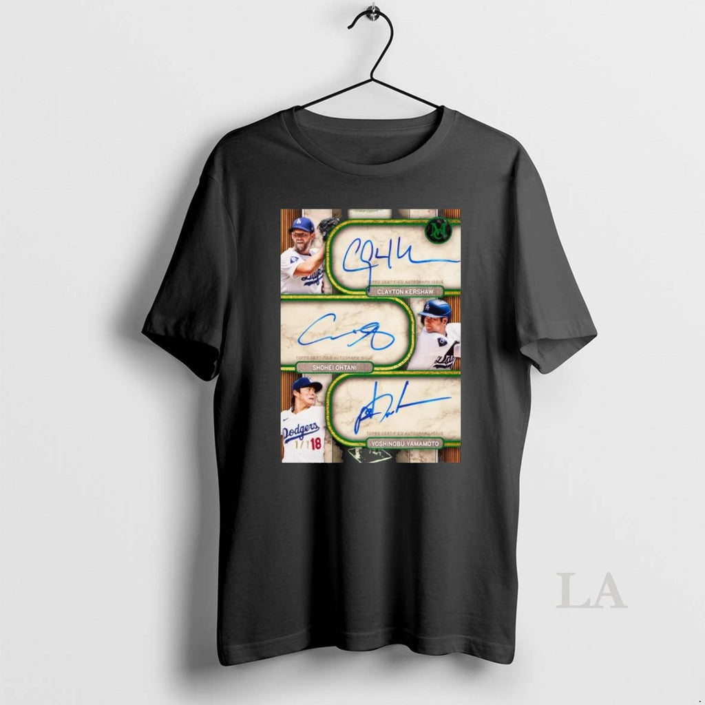 Original World Champions Clayton Kershaw Shohei Ohtani Yoshinobu Yamamoto Signature Topps T-Shirts, Hoodie, Sweatshirt