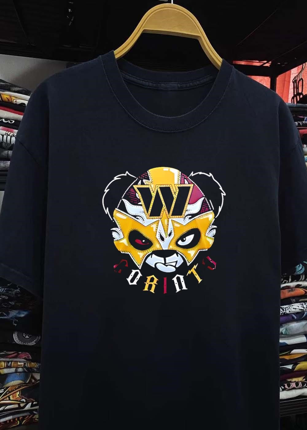 Panda Luchador Wrestling Mask Washington Commanders T-Shirt