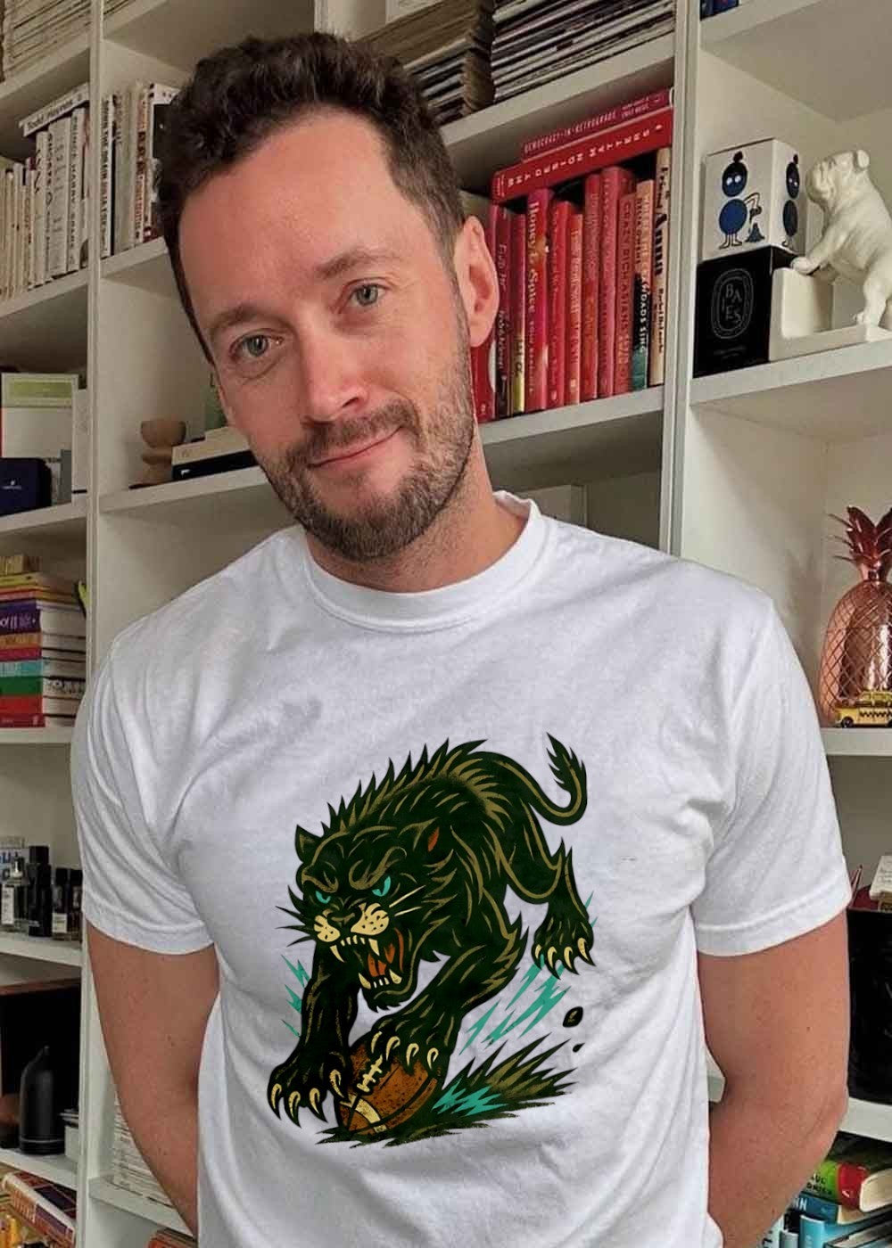 Panther Rushing With Football Vintage Athletic Team T-Shirt
