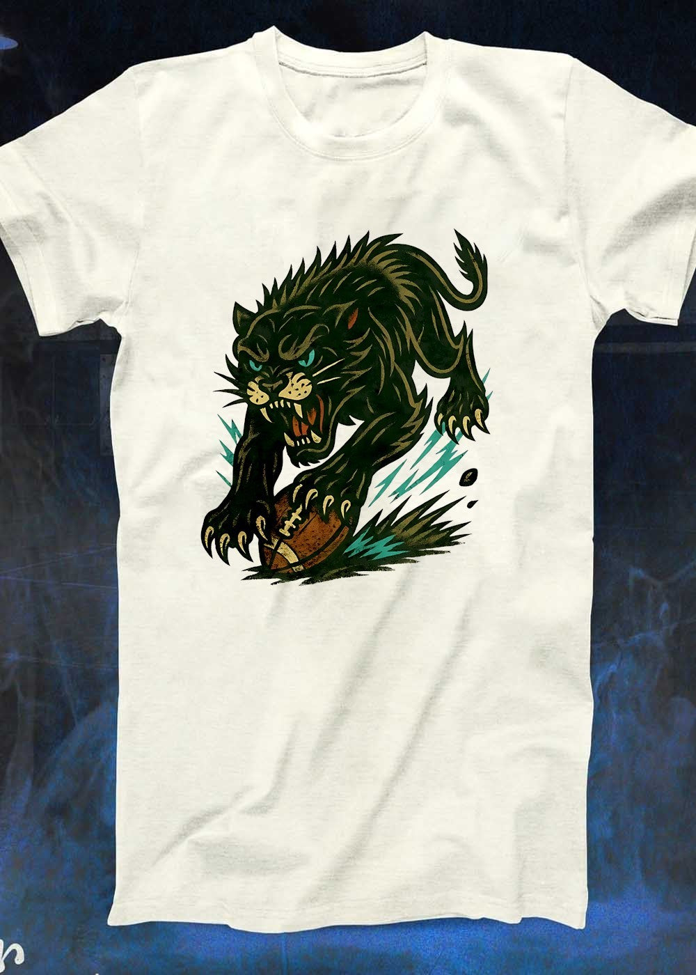 Panther Rushing With Football Vintage Athletic Team T-Shirt