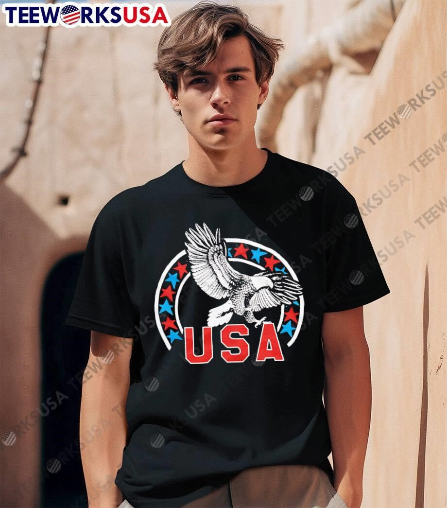 Patriotic Apparel Eagle Soaring USA Flag Stars Patriotic T-Shirt