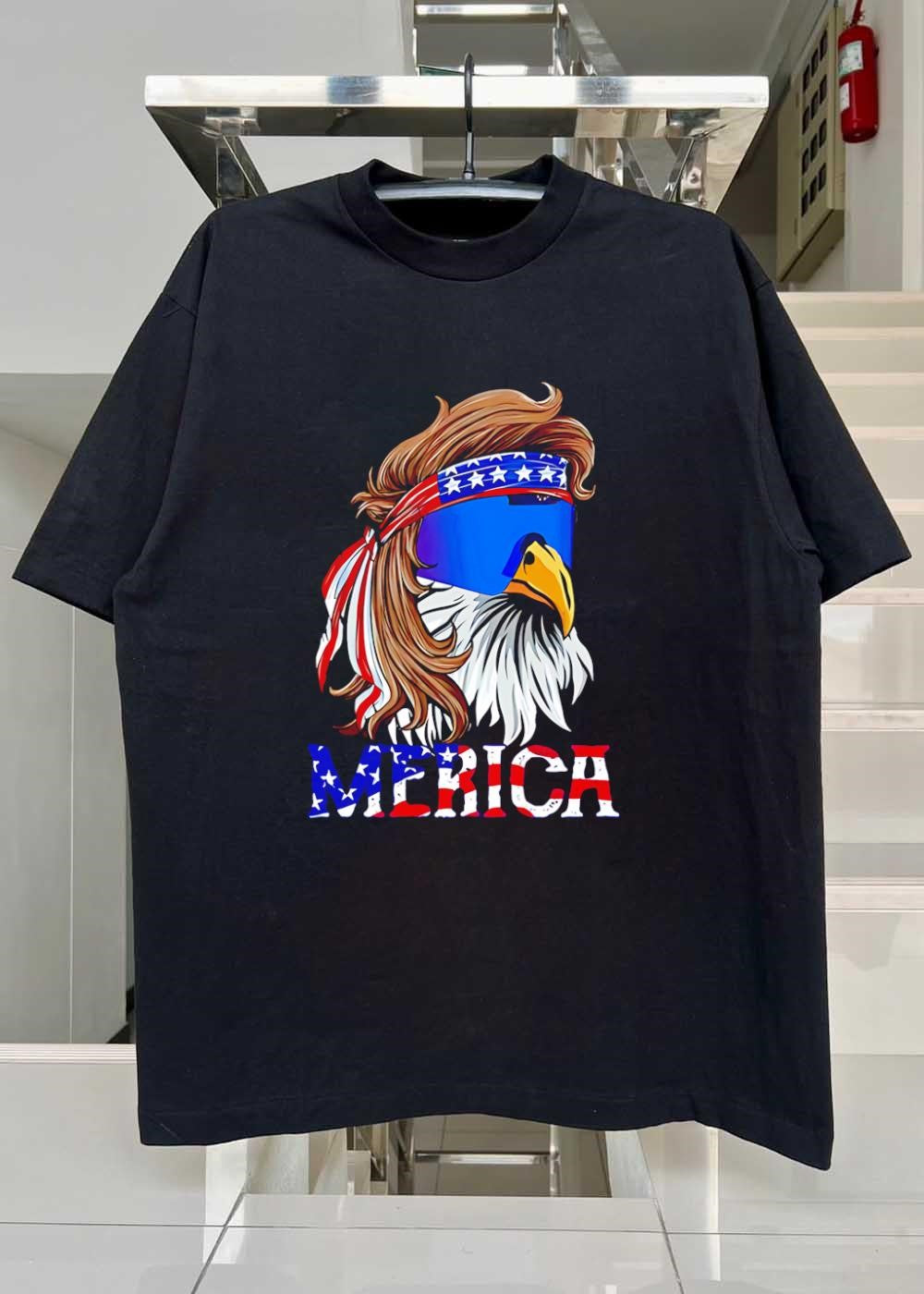 Patriotic Bald Eagle Mullet Sunglasses Merica T-Shirt