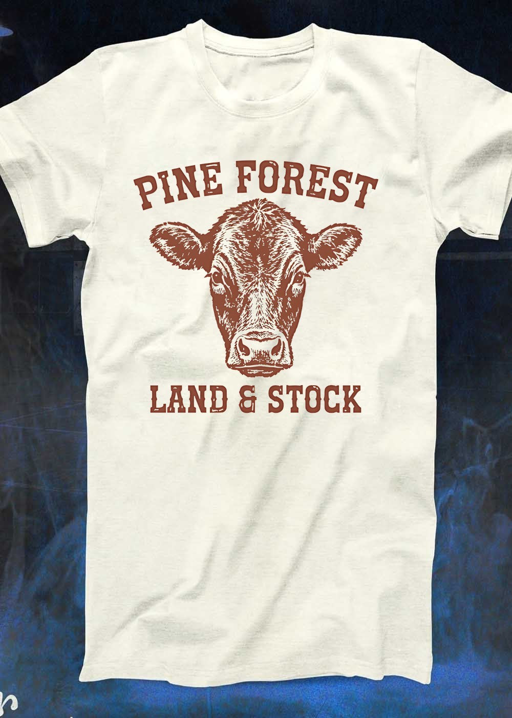 Pine Forest Land & Stock Cow T-Shirt