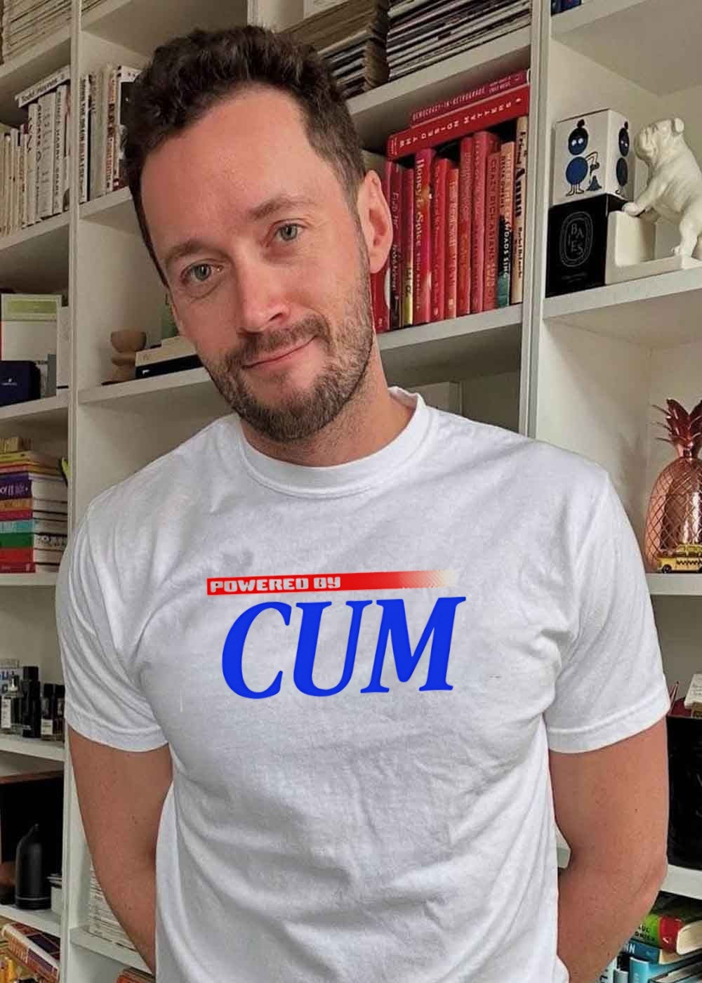 Powered by Cum Blue Graphic T-Shirt