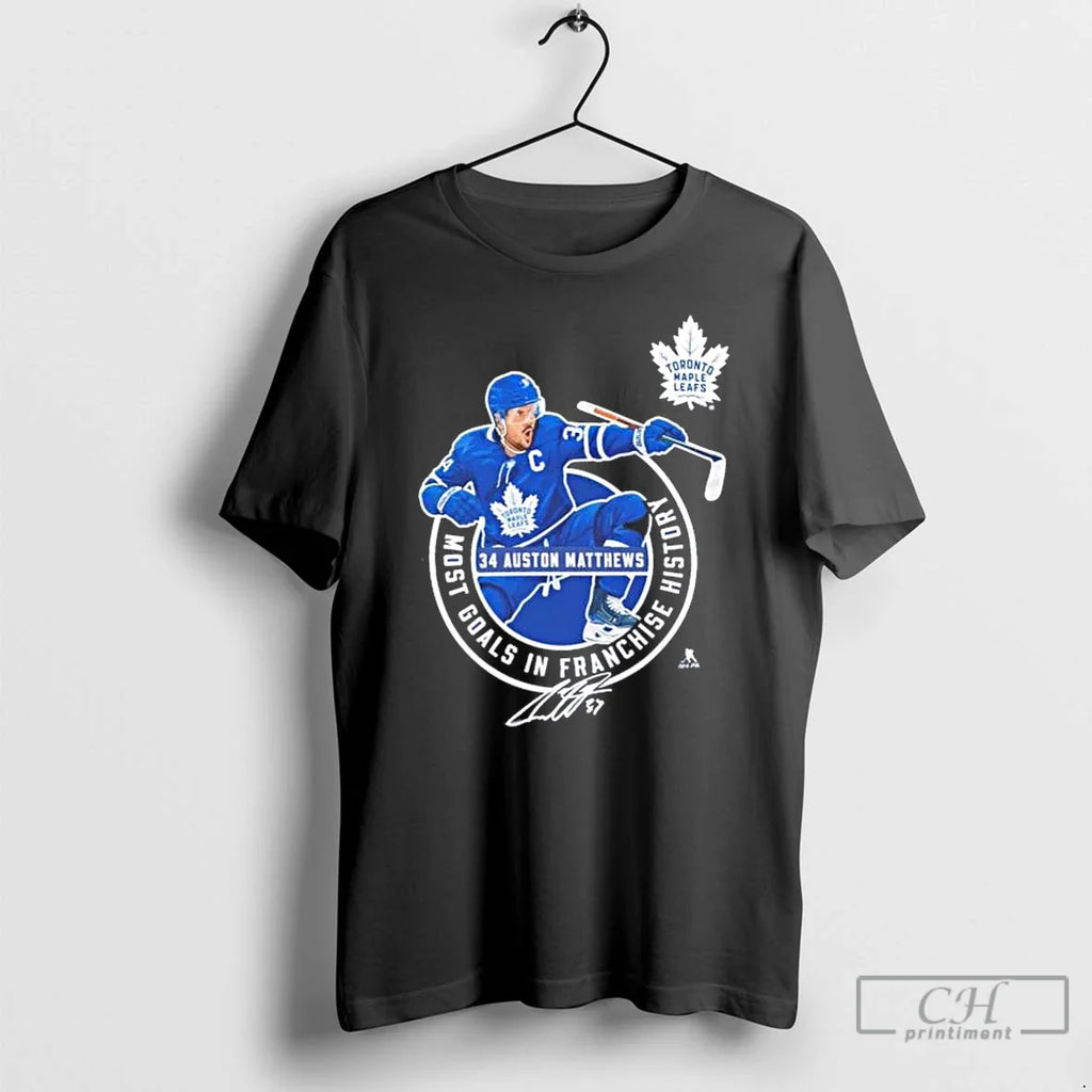 Auston Matthews 34 Most Goals Franchise History T-Shirts, Hoodie, Sweatshirt