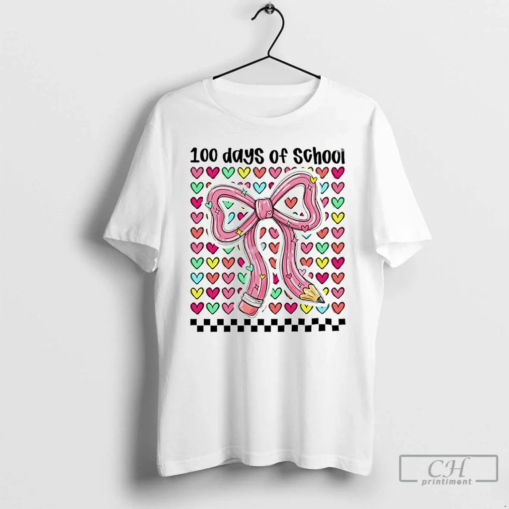 Coquette Bow Pencil 100 Days School T-Shirts, Hoodie, Sweatshirt