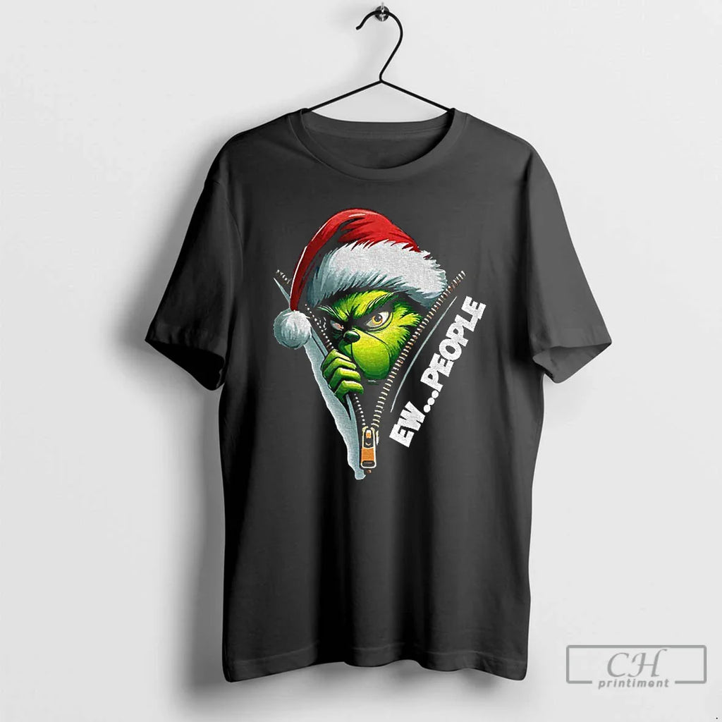 Grinch Santa Ew People Merry Png T-Shirts, Hoodie, Sweatshirt