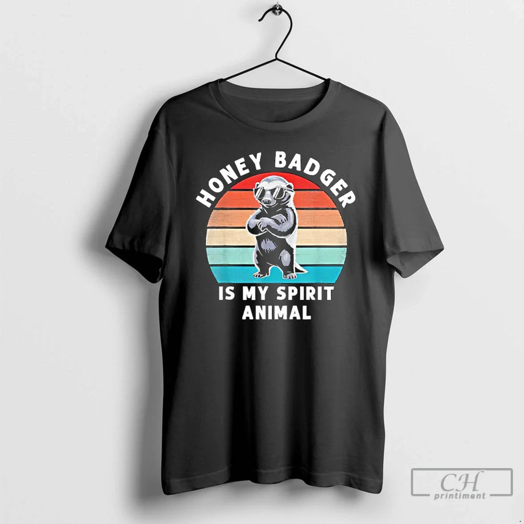 Honey Badger Is My Spirit Animal Funny Vintage Wildlife T-Shirts, Hoodie, Sweatshirt