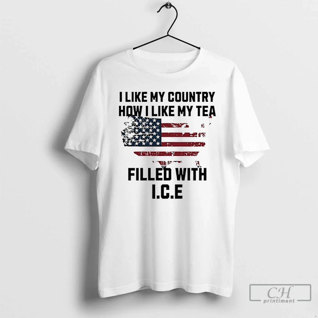 I Live My Country How I Like My Tea Filled Ice America Map T-Shirts, Hoodie, Sweatshirt