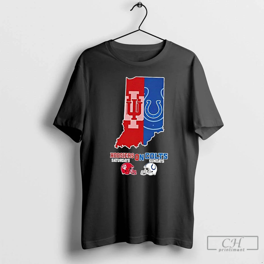 Indiana Map Sports Hoosiers Saturdays Colts Sundays Football Helmets T-Shirts, Hoodie, Sweatshirt