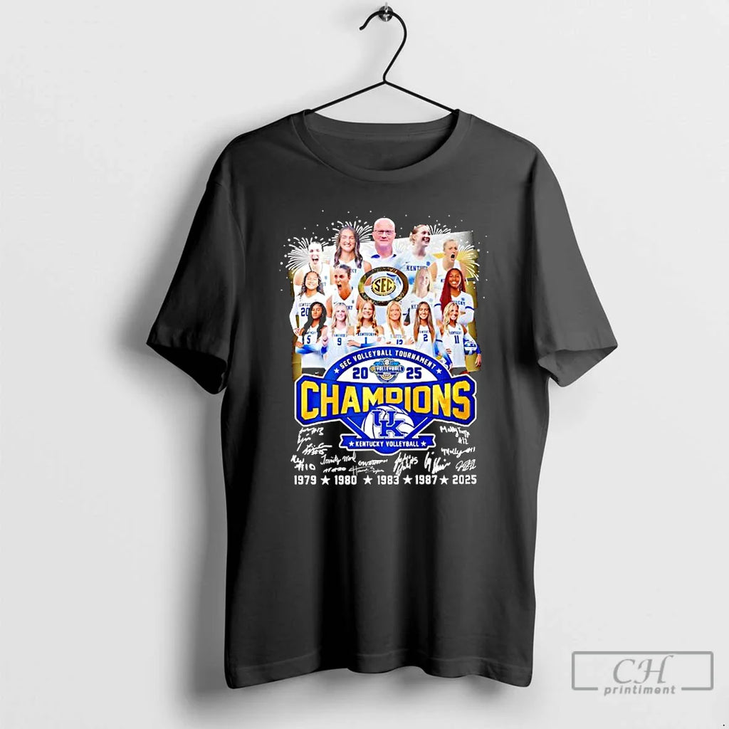 Kentucky Wildcats Sec Volleyball Tournament 2025 Champions Signatures Seasons T-Shirts, Hoodie, Sweatshirt