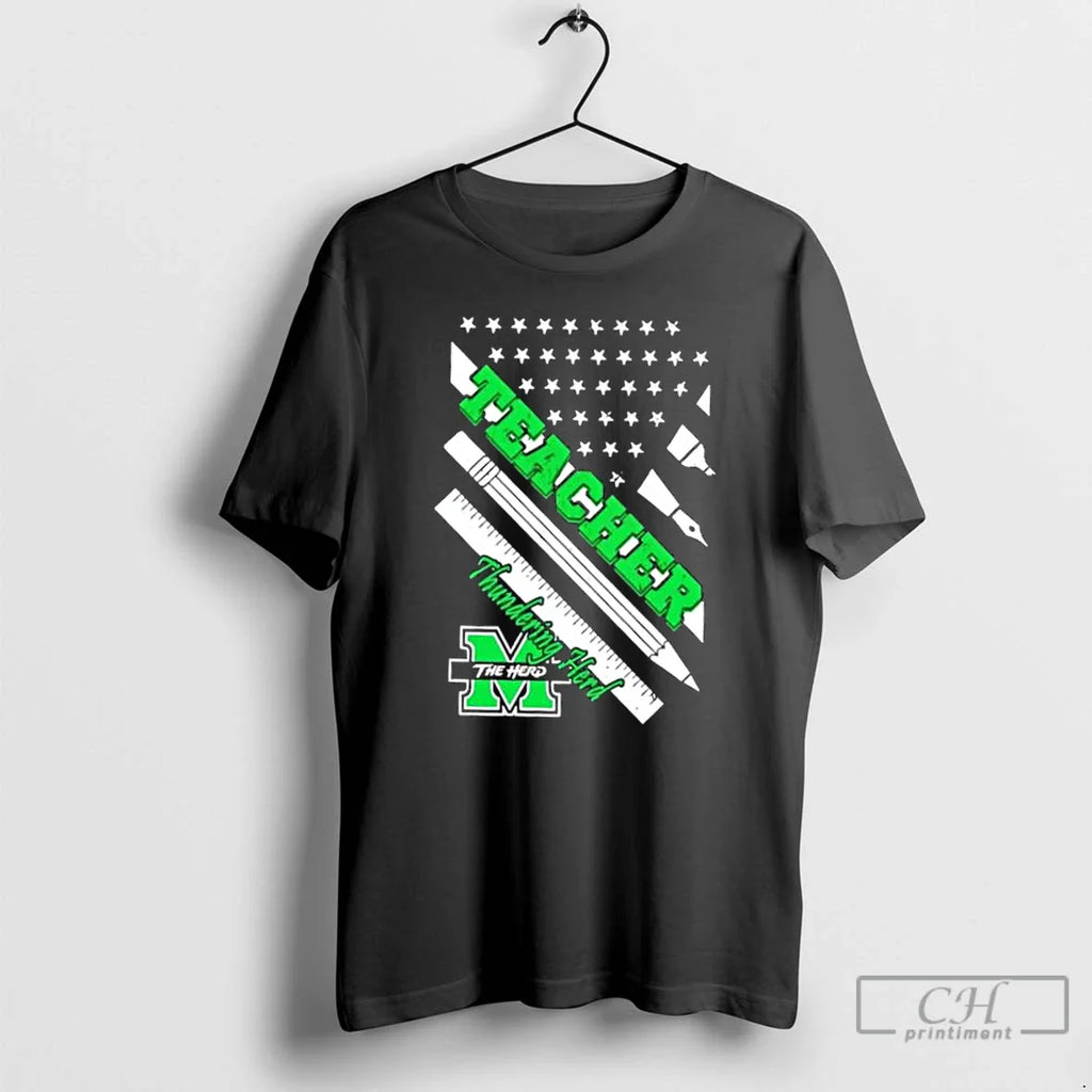 Marshall Thundering Herd X Teacher American Flag T-Shirts, Hoodie, Sweatshirt