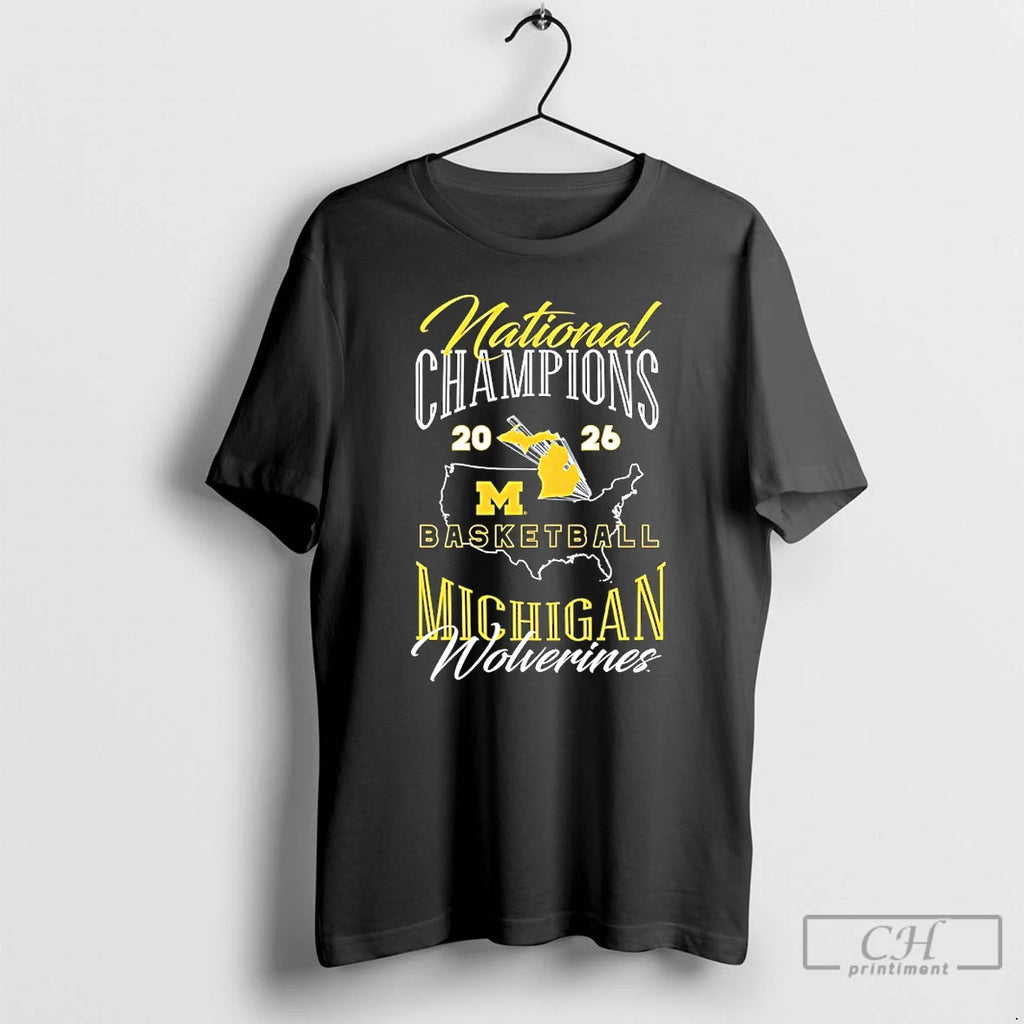 Premium Michigan Wolverines 2026 Basketball National Champions Usa Map
