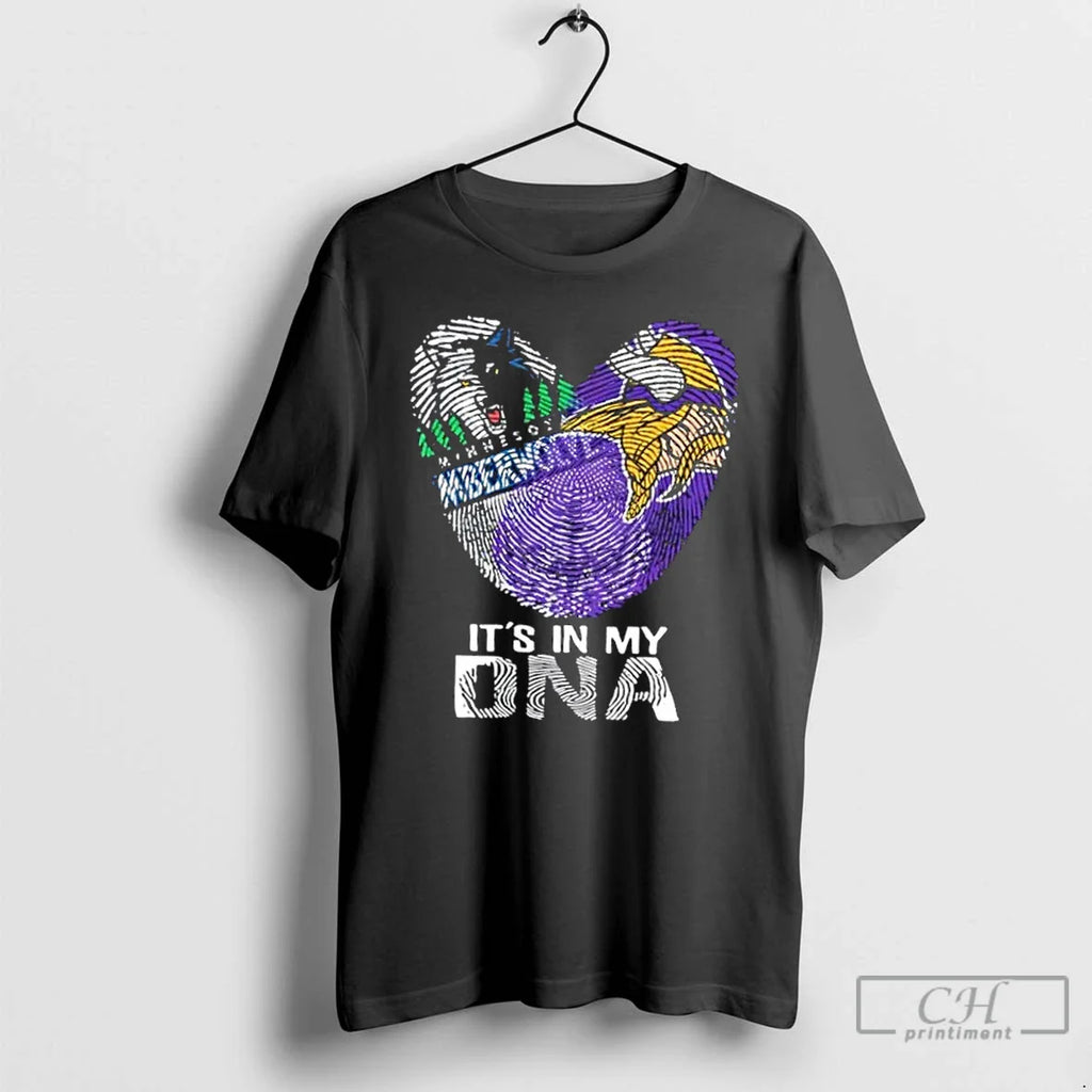 Minnesota Sports Timberwolves X Vikings My Dna Fingerprint Heart T-Shirts, Hoodie, Sweatshirt