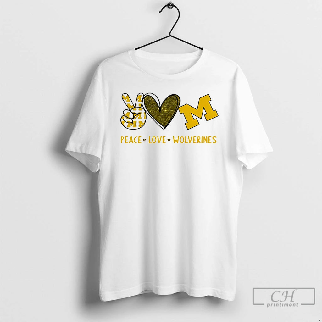 Premium Peace Love Michigan Wolverines Logo