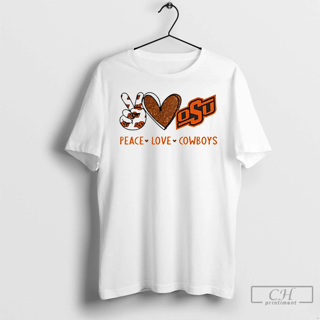 Premium Peace Love Oklahoma State Cowboys Logo