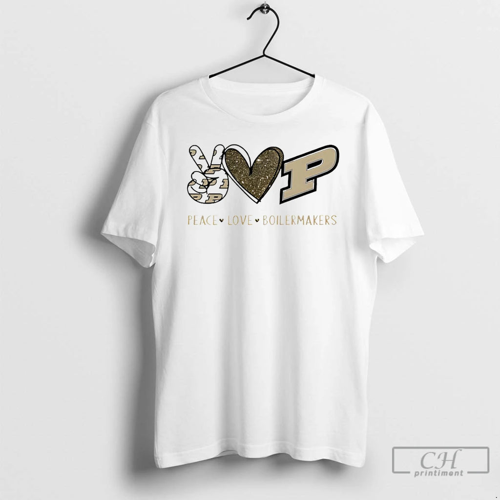 Premium Peace Love Purdue Boilermakers Logo
