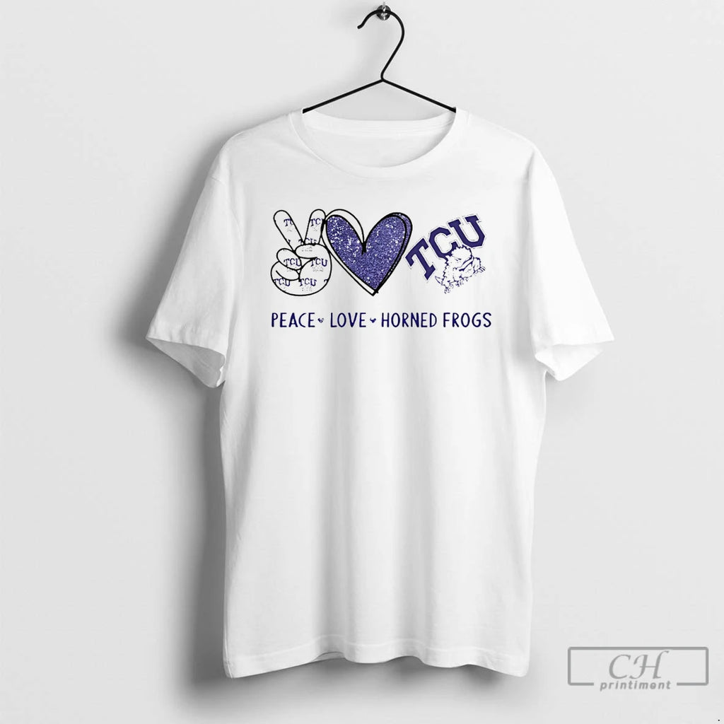 Premium Peace Love Tcu Horned Frogs Logo
