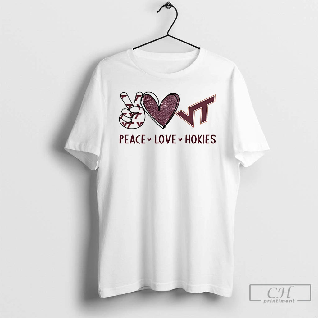 Premium Peace Love Virginia Tech Hokies Logo