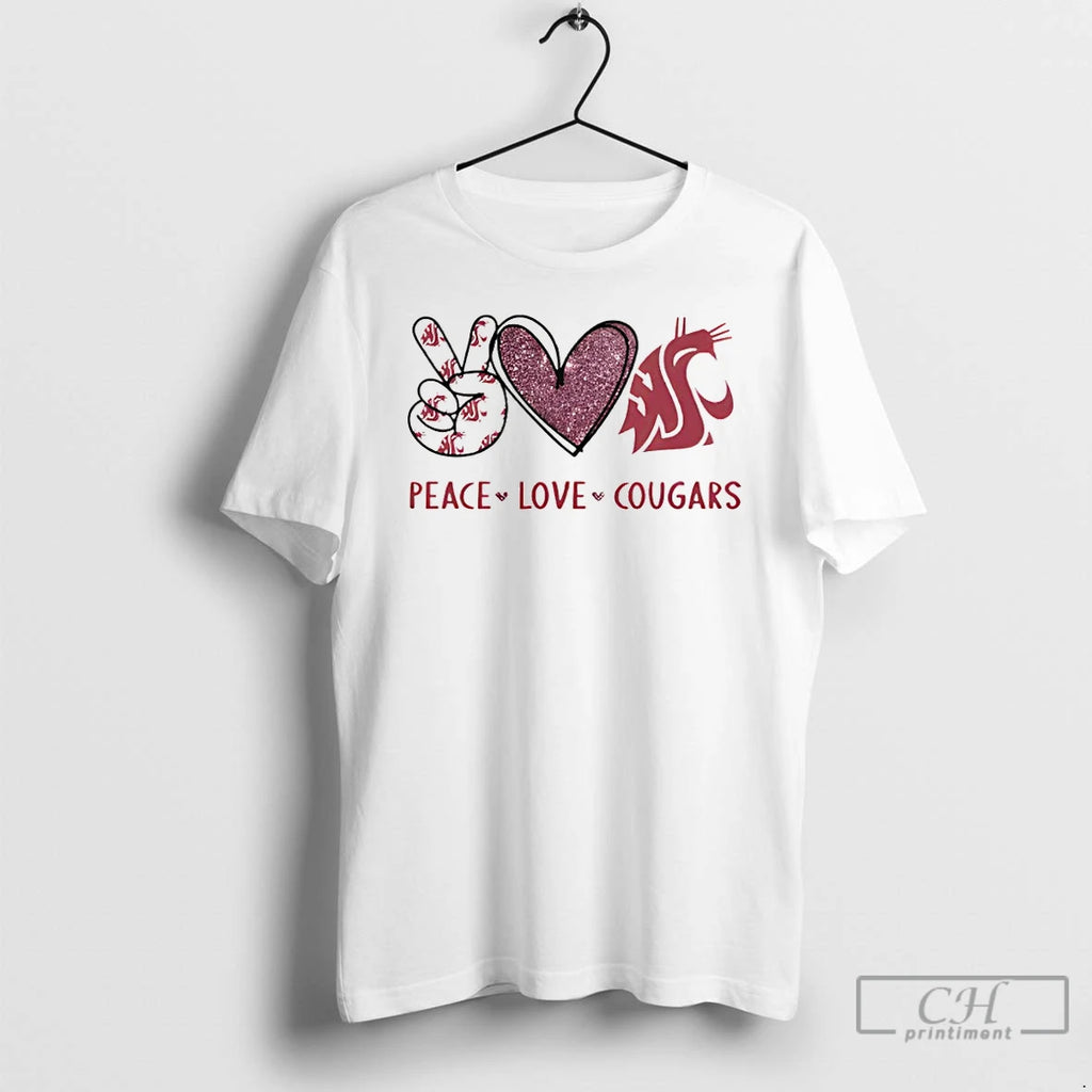 Premium Peace Love Washington State Cougars Logo