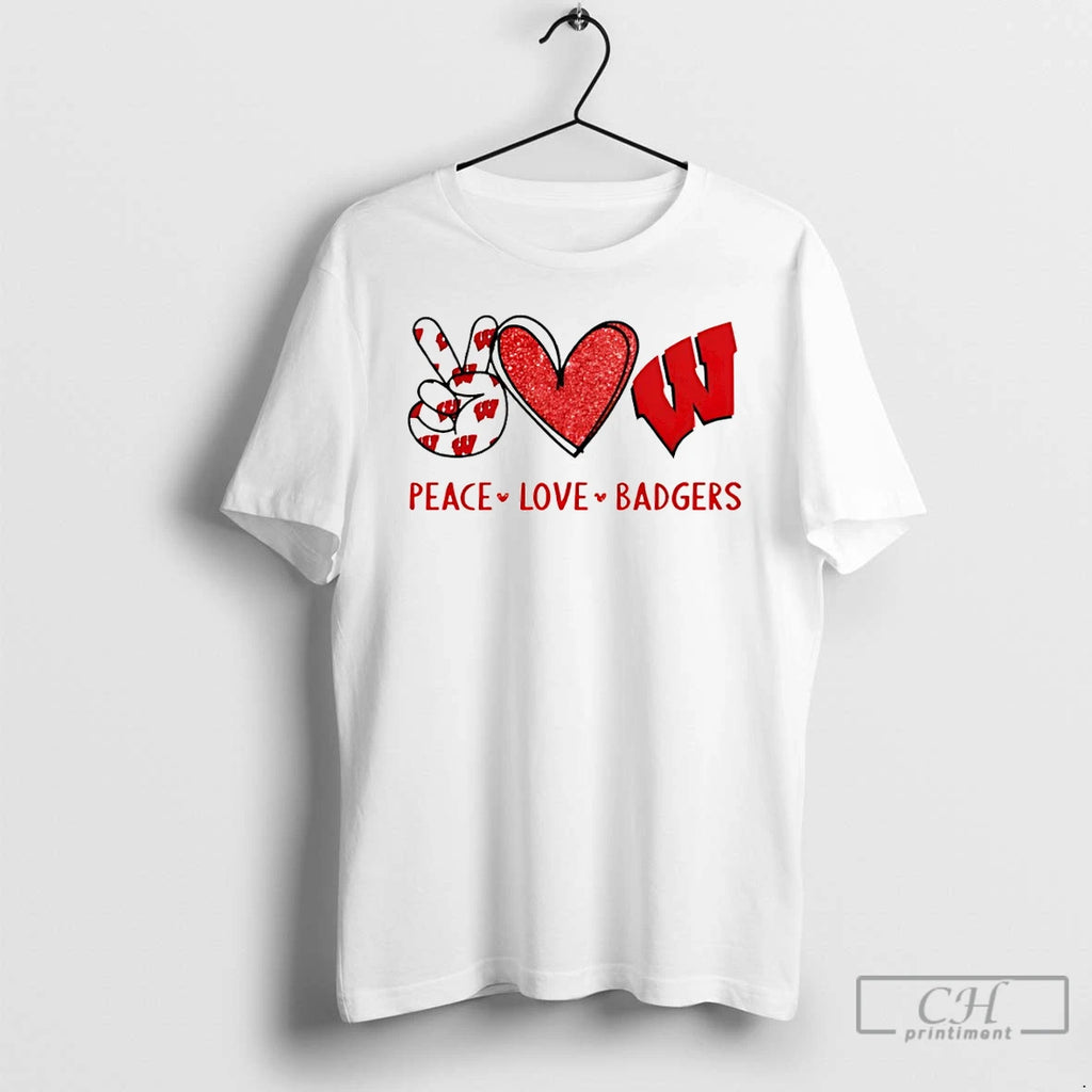 Premium Peace Love Wisconsin Badgers Logo