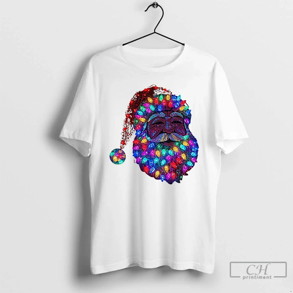 Santa Claus Face Made Tree Lights T-Shirts, Hoodie, Sweatshirt