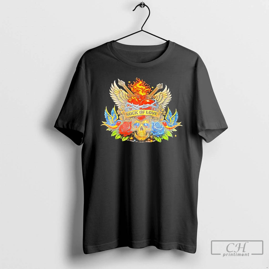 Premium Skull Wings Roses Guitar Rock Of Love