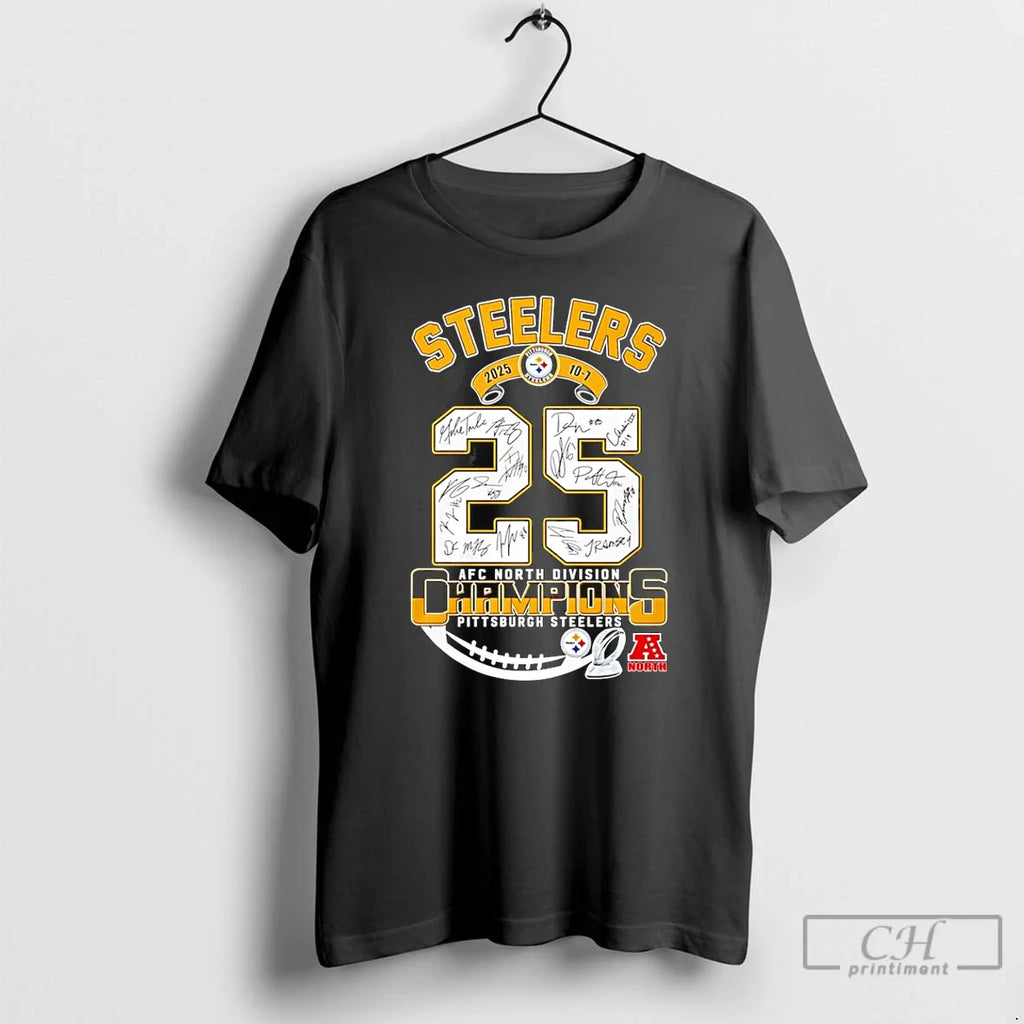 Steelers Afc North Champs 2025 Signatures T-Shirts, Hoodie, Sweatshirt