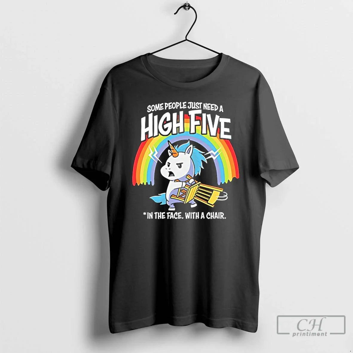 Unicorn Some People Just Need High Five Face Chair T-Shirts, Hoodie, Sweatshirt