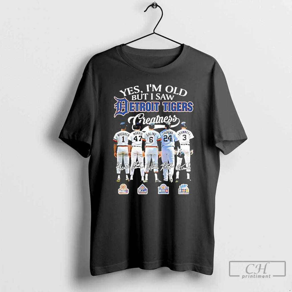 Whitaker Legends Yes Im Old But I Saw Detroit Tigers Greatness Skyline Signatures T-Shirts, Hoodie, Sweatshirt