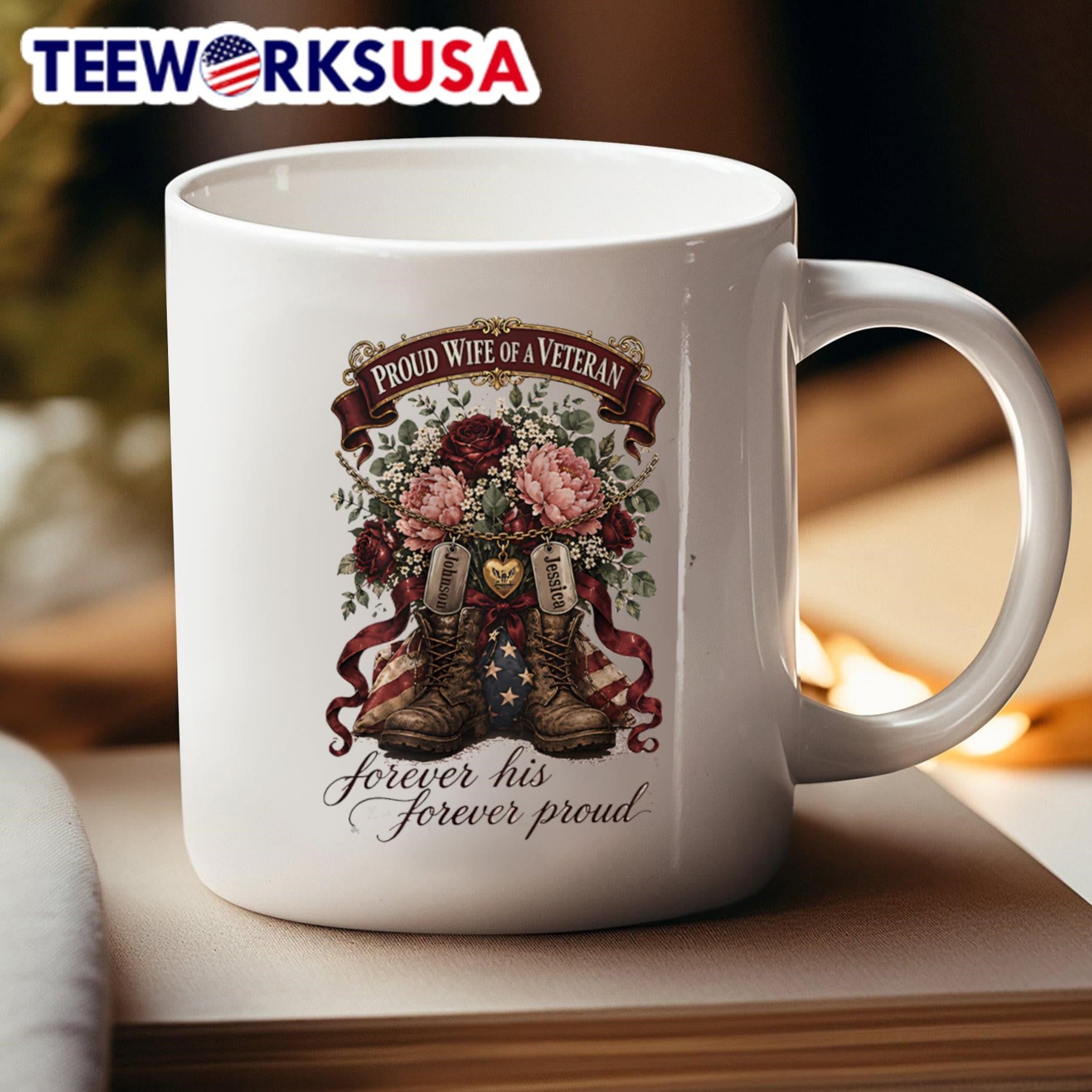 Proud Wife Of A Veteran Johnson Jessica Forever His Forever Proud Shirt