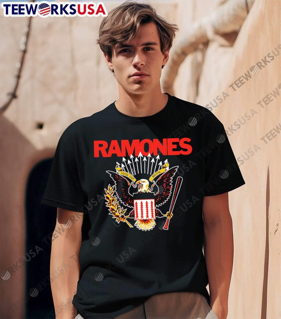 Ramones Look Out Below Eagle Baseball Bat T-Shirt