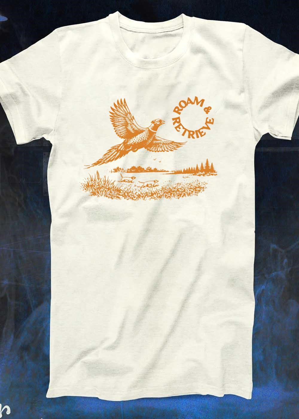 Roam & Retrieve Pheasant Flying Hunting Field Dog Outdoor Apparel T-Shirt