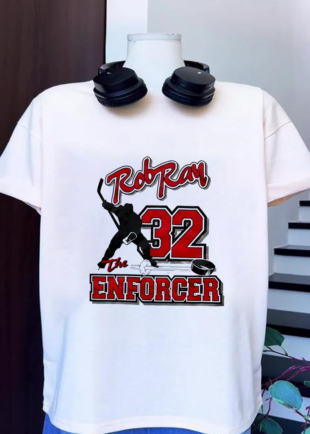 Rob Ray The Enforcer 32 Hockey Player Silhouette Buffalo Sabres T-Shirt