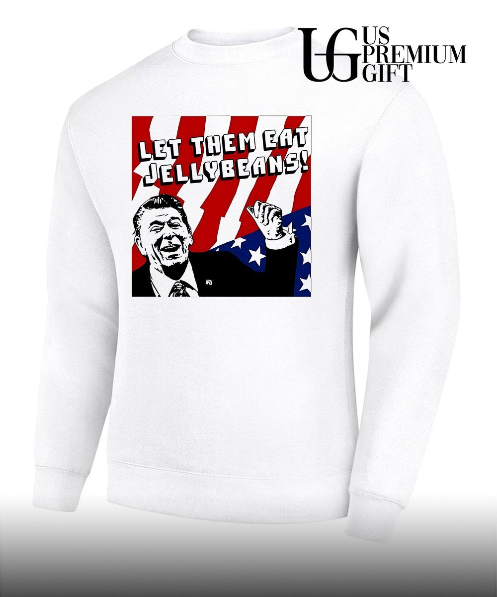 Ronald Reagan let them eat jellybeans American flag shirt