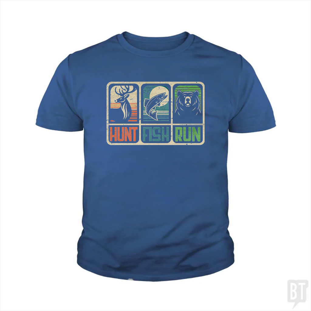 Hunt Fish Run Kids Shirt