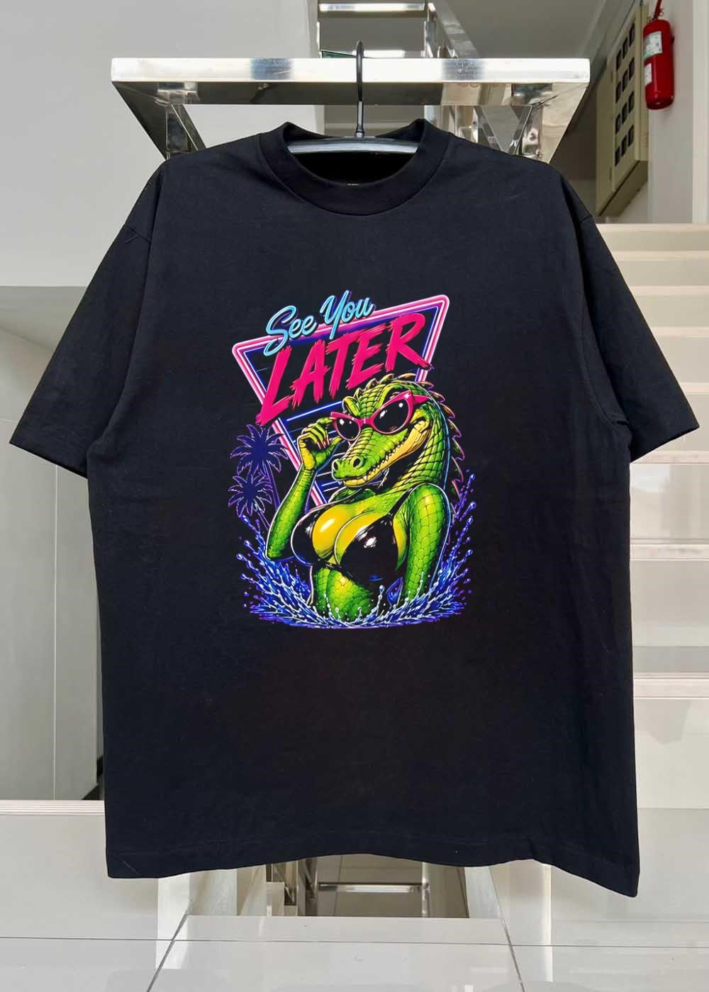 See You Later Crocodile Basking in a Bikini Purple Retro T-Shirt