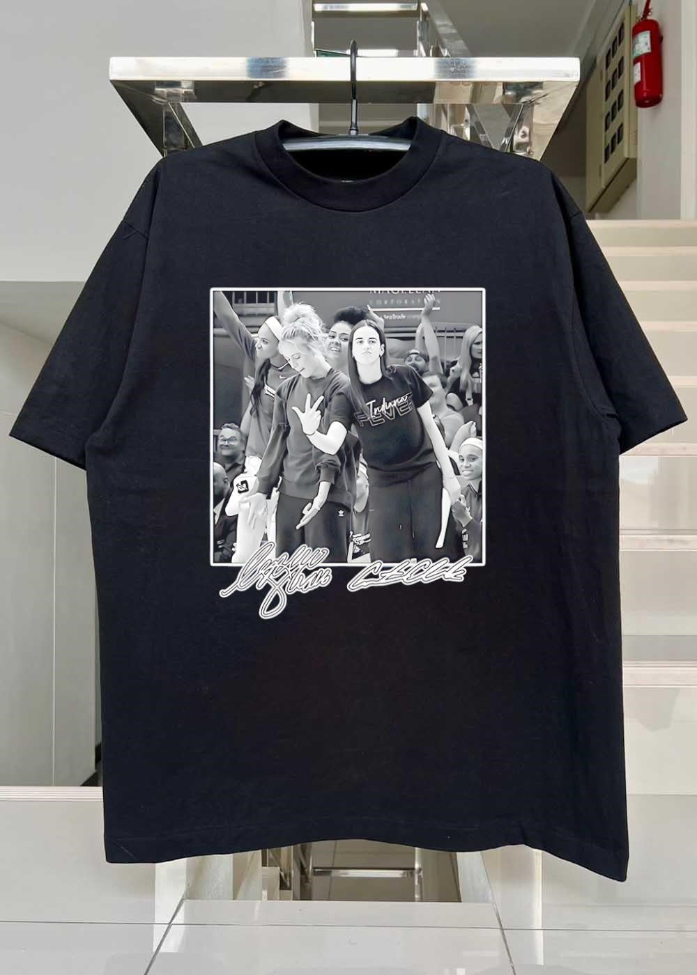 Signature Indiana Fever Players Hand Sign Black T-Shirt