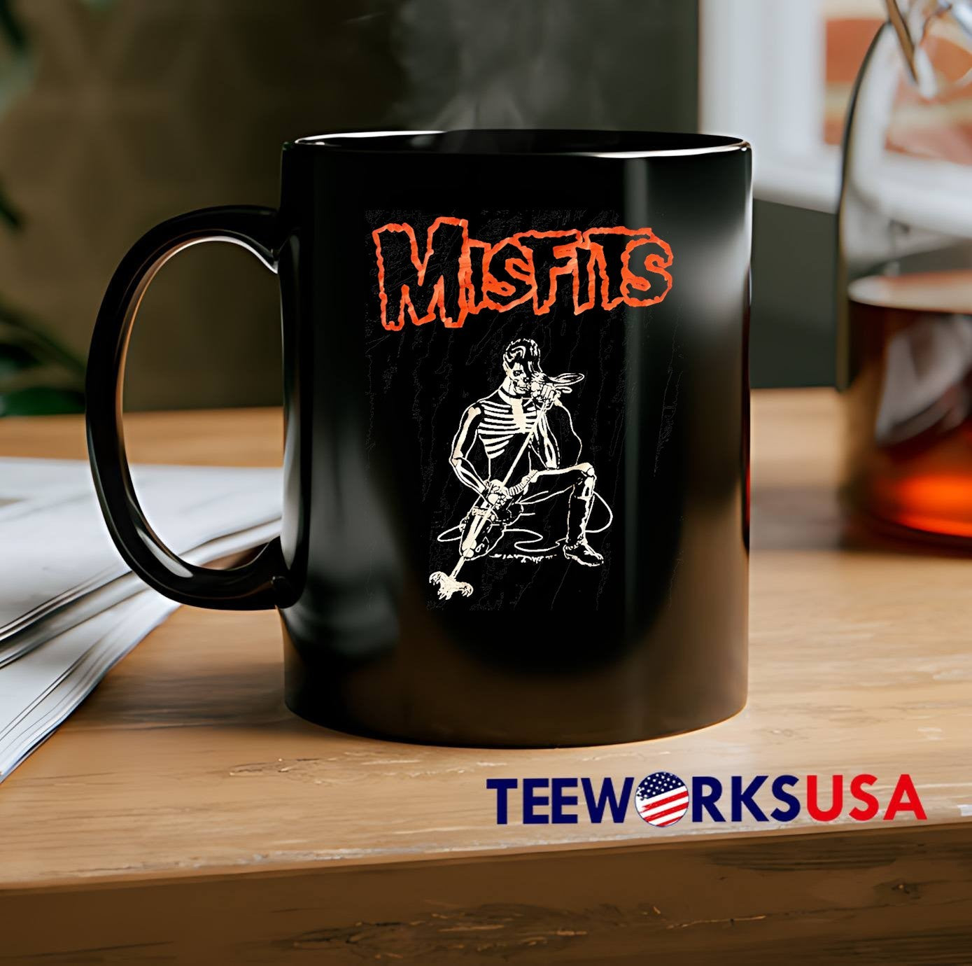 Skeleton Singing into Microphone Misfits T-Shirt
