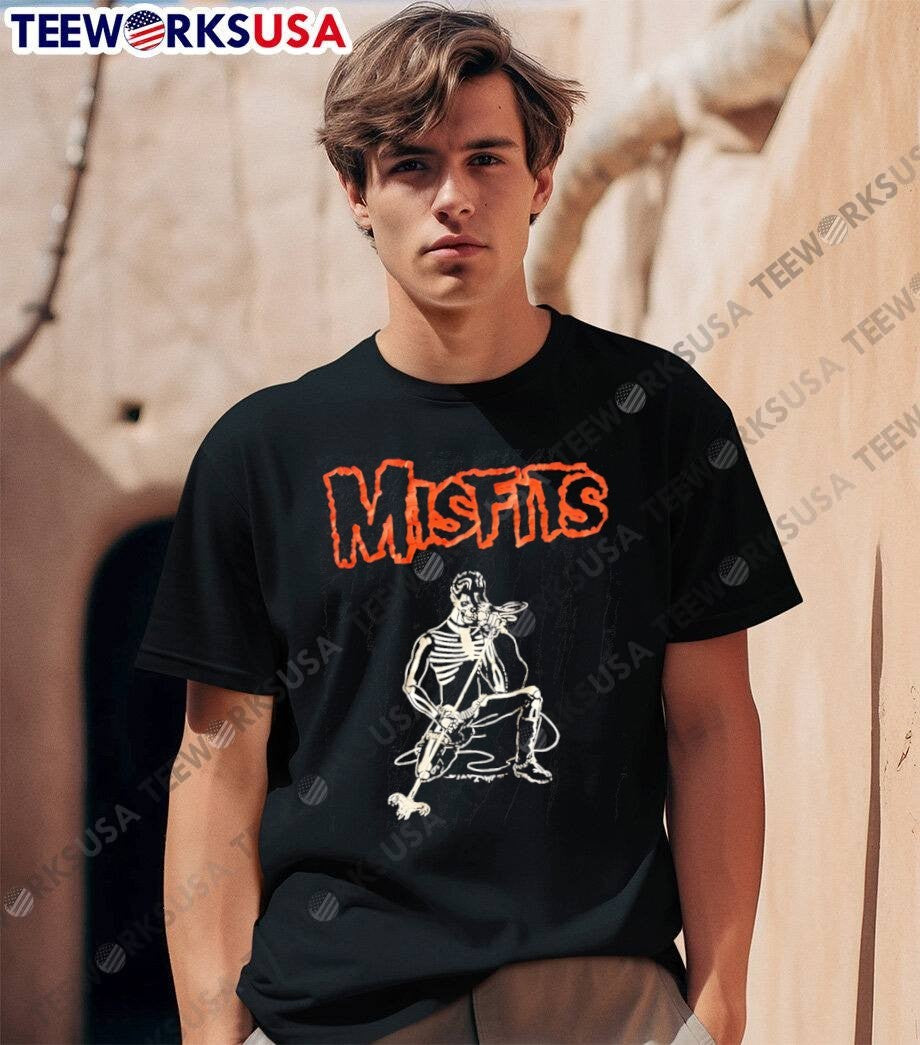 Skeleton Singing into Microphone Misfits T-Shirt