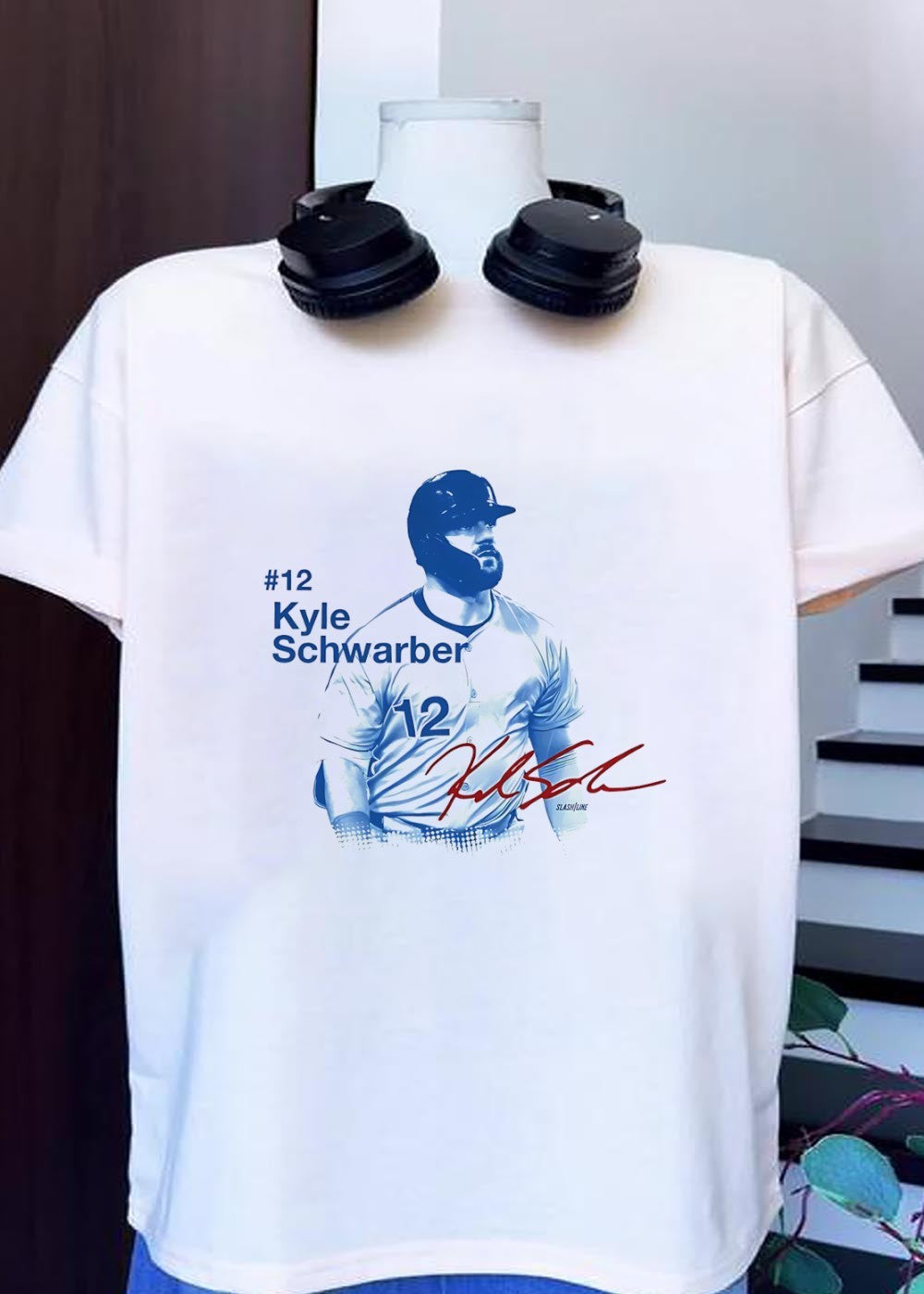 Slash Line Kyle Schwarber 12 Signature Baseball Player T-Shirt