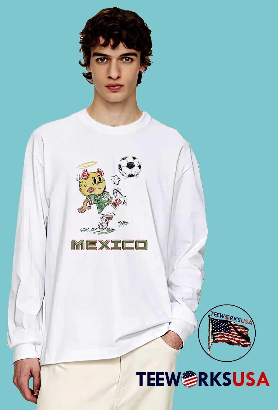 Soccer Player Mascot Kicking Ball Mexico T-Shirt