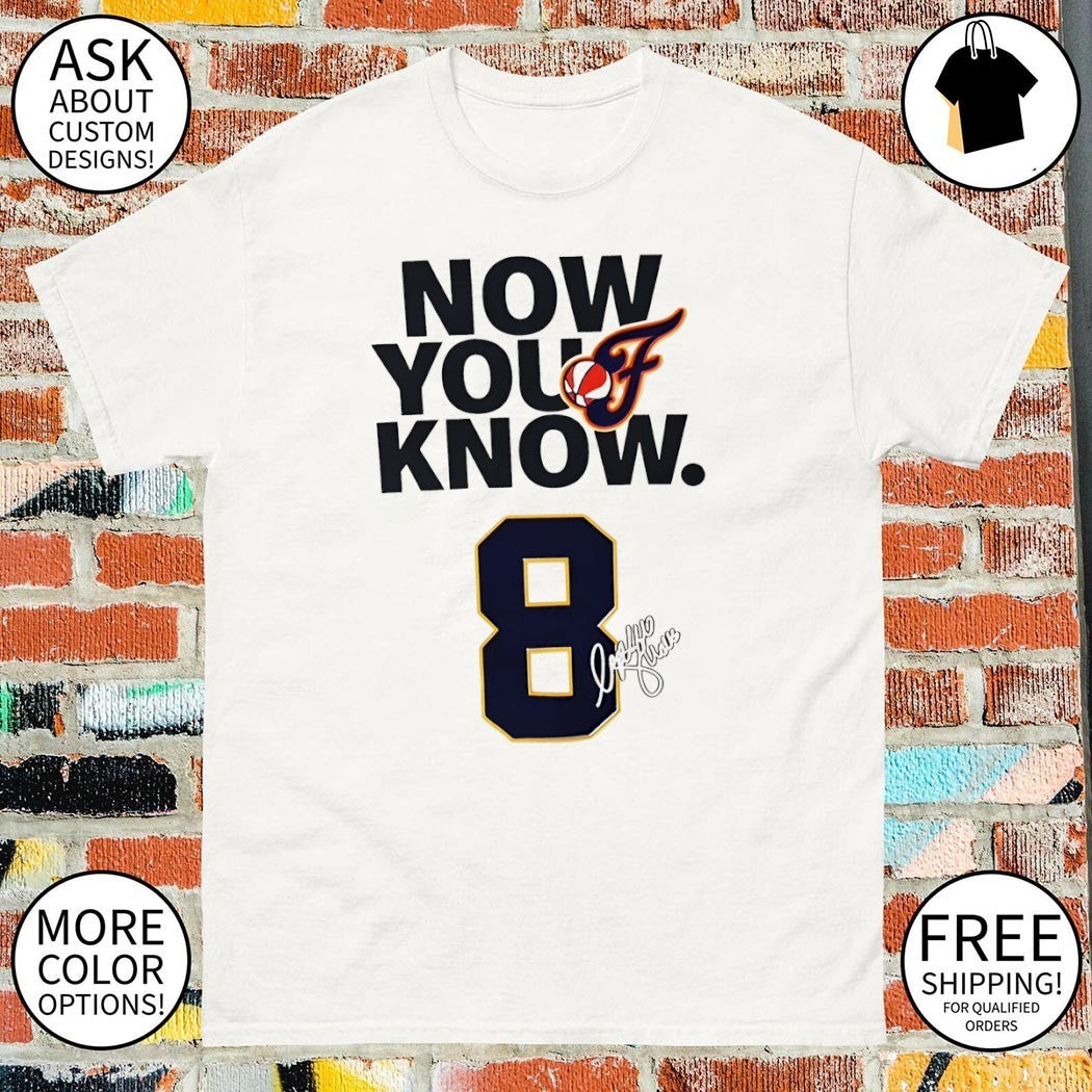 Sophie Cunningham Indiana Fever 8 signature Now You Know with logo shirt