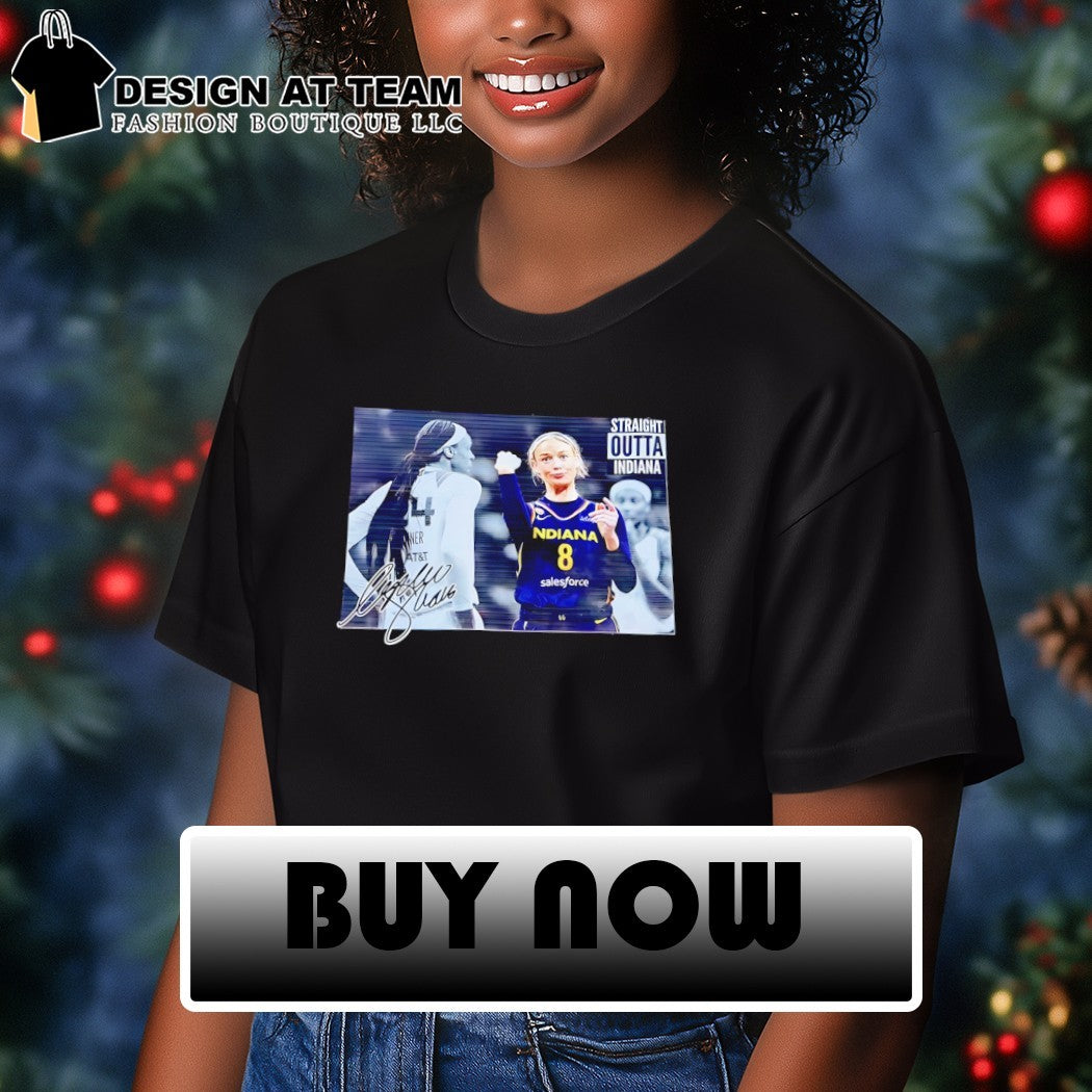 Sophie Cunningham Indiana Fever signature poster Straight Outta Indiana basketball shirt