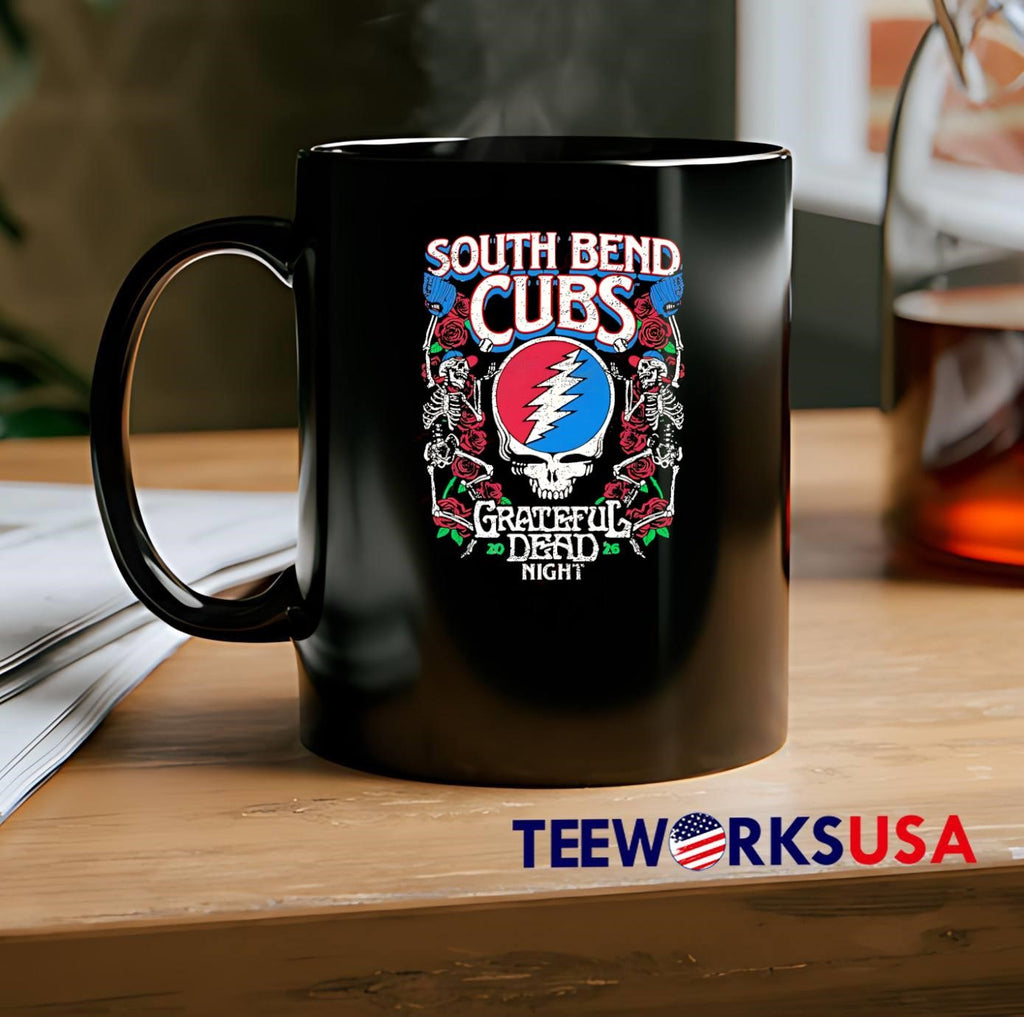 South Bend Cubs Grateful Dead Night Skeleton Rose shirt