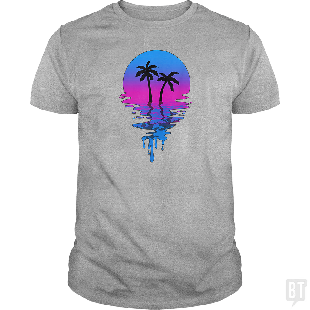 Vintage Retro Sunset Palm Tree