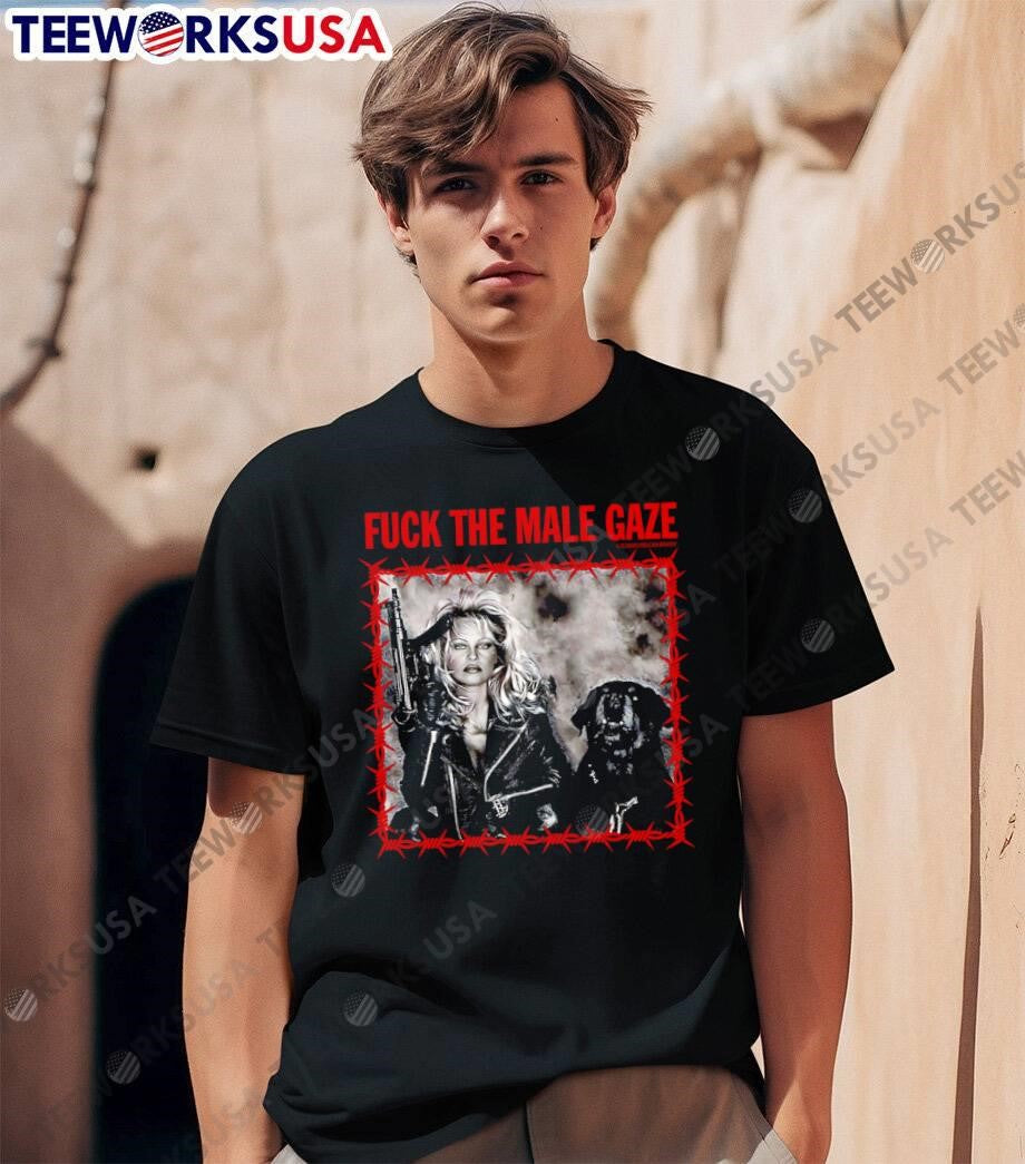 Stay Kind Company Pamela Anderson Holding Gun Fuck the Male Gaze T-Shirt