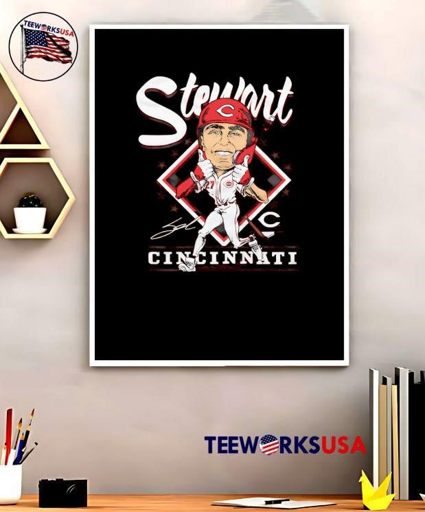 Stewart Cincinnati baseball player caricature athlete sports shirt