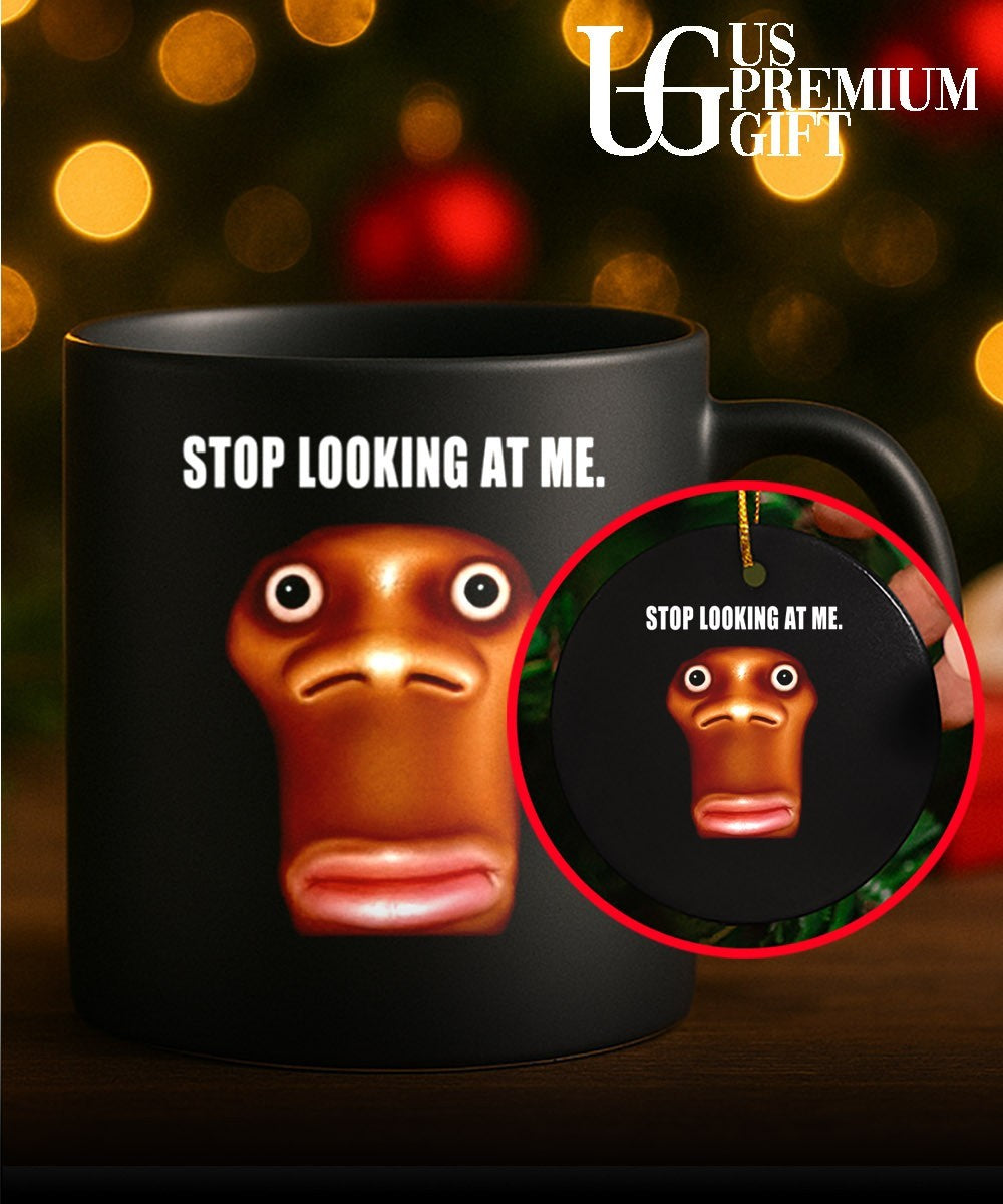 Stop looking at me funny face staring shirt