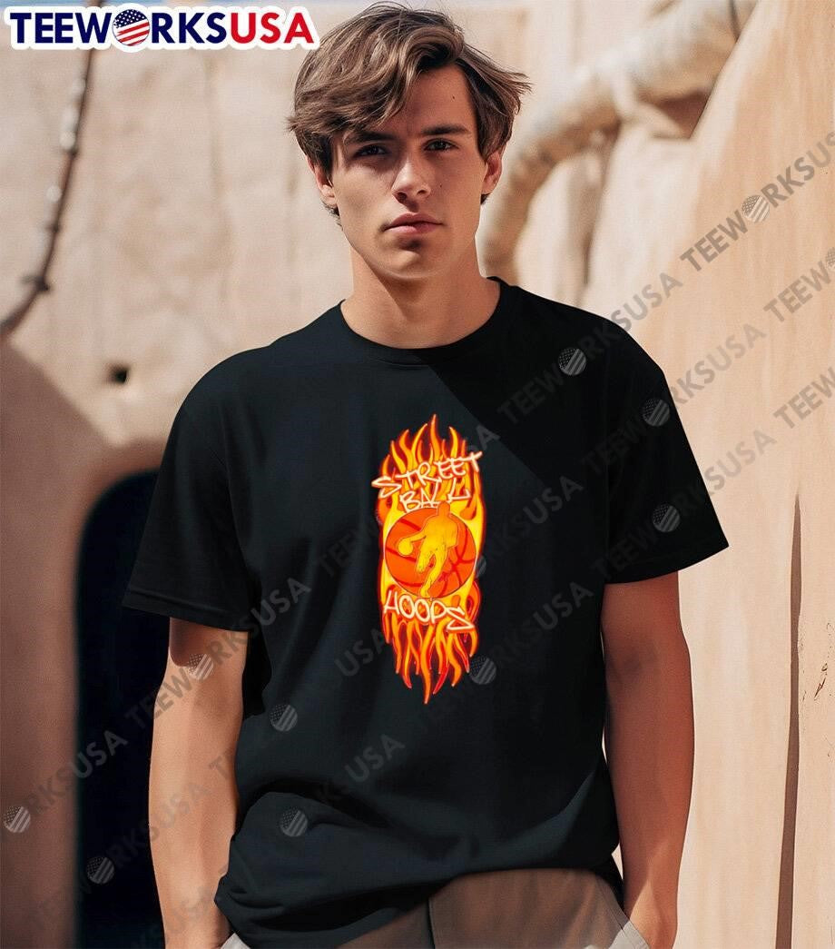 Street Ball Hoops Basketball Fire Player shirt
